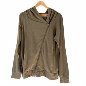 Cloudveil green asymmetrical zip moto hoodie sweatshirt jacket modal blend NEW M